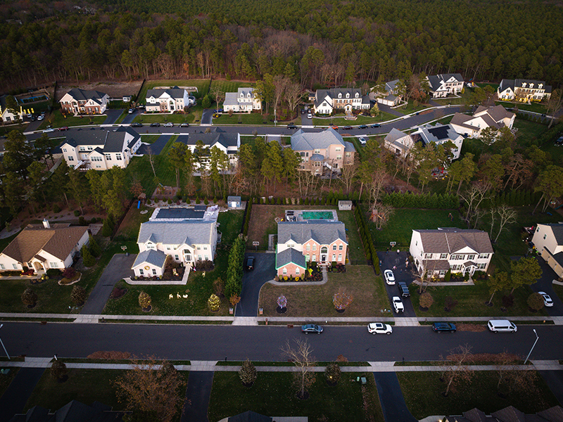 aerial view of american residential